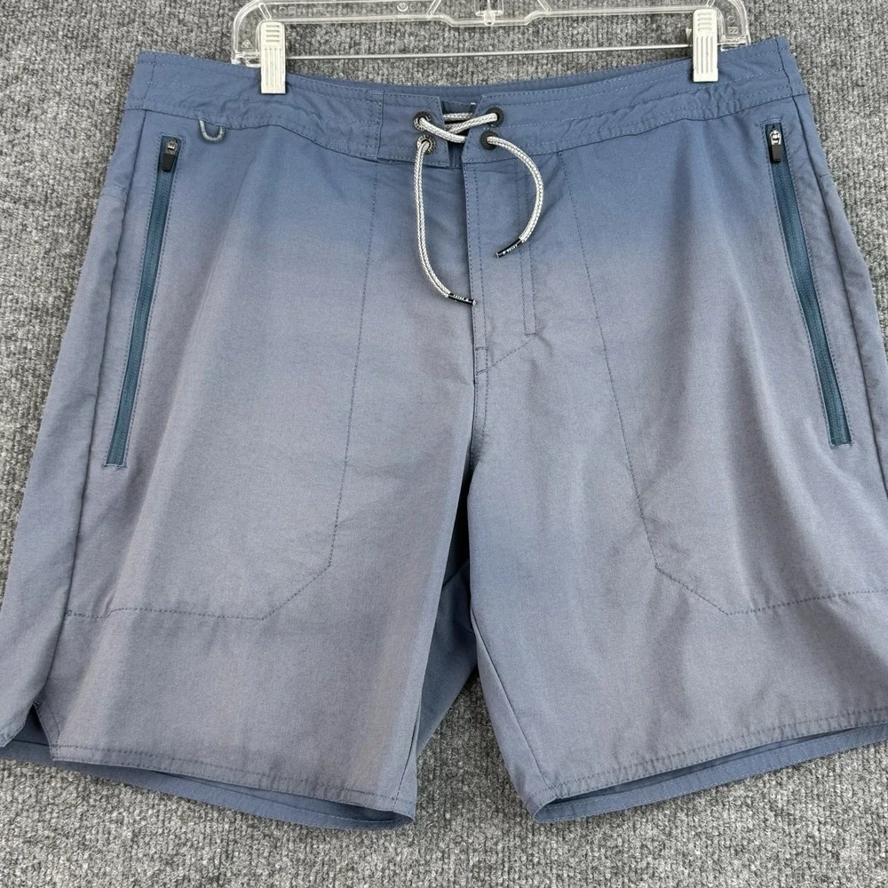 Roark Explorer 2.0 Shorts Men's 34 Blue Sun Faded Hybrid Stretch Hiking Swim Zip